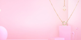 紫色简约大气金色项链球展示台珠宝展板背景